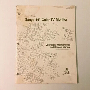 Vintage 1980 Sanyo  14 Inch Color TV Monitor Display Service Manual Atari Torn